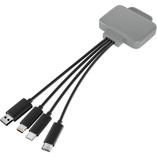 3-in-1 USB-Ladekabel MultiCharge , grau / schwarz, Kunststoff, 5,30cm x 1,20cm x 5,50cm (Länge x Höhe x Breite), Bild 1