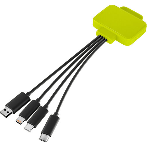 3-in-1 USB-Ladekabel MultiCharge , hellgrün / schwarz, Kunststoff, 5,30cm x 1,20cm x 5,50cm (Länge x Höhe x Breite), Bild 1