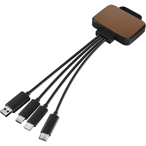 3-in-1 USB-Ladekabel MultiCharge , dunkelbraun / schwarz, Kunststoff, 5,30cm x 1,20cm x 5,50cm (Länge x Höhe x Breite), Bild 1