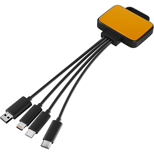 3-in-1 USB-Ladekabel MultiCharge , kürbisorange / schwarz, Kunststoff, 5,30cm x 1,20cm x 5,50cm (Länge x Höhe x Breite), Bild 1
