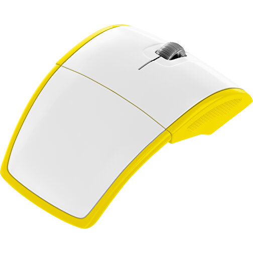 Klappmaus MaxFold , weiß / gelb, Kunststoff, 11,30cm x 2,50cm x 5,80cm (Länge x Höhe x Breite), Bild 1
