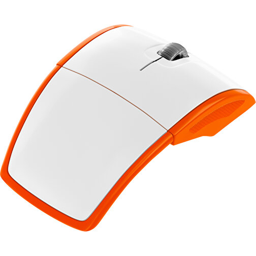 Klappmaus MaxFold , weiß / orange, Kunststoff, 11,30cm x 2,50cm x 5,80cm (Länge x Höhe x Breite), Bild 1