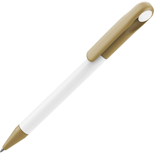 Prodir DS1 TMM Twist Kugelschreiber , Prodir, weiß / gold, Kunststoff, 14,10cm x 1,40cm (Länge x Breite), Bild 1