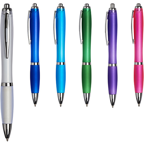 Curvy ballpoint pen with frosted barrel and grip, Immagine 5