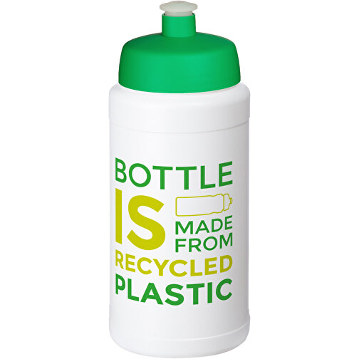 Baseline Recycelte Sportflasche, 500 Ml , Green Concept, weiss / grün, Recycelter HDPE Kunststoff, 18,50cm (Höhe), Bild 2