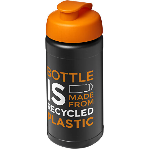 Baseline 500 Ml Recycelte Sportflasche Mit Klappdeckel , orange, 85% Recycelter HDPE Kunststoff, 15% PP Kunststoff, 18,50cm (Höhe), Bild 2