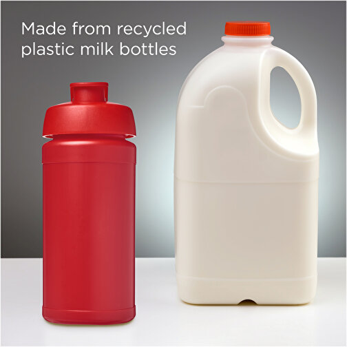 Baseline 500 Ml Recycelte Sportflasche Mit Klappdeckel , rot, 85% Recycelter HDPE Kunststoff, 15% PP Kunststoff, 18,50cm (Höhe), Bild 4