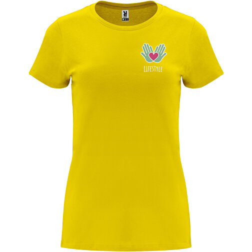 Capri T-Shirt Für Damen , gelb, Single jersey Strick 100% Baumwolle, 170 g/m2, 2XL, , Bild 2