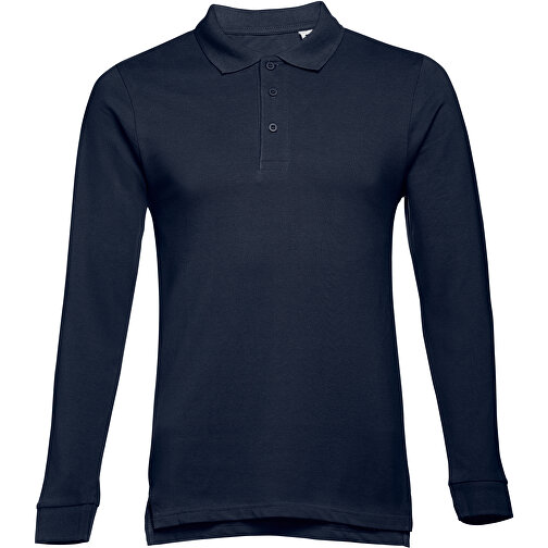 THC BERN. Langarm-Poloshirt Für Herren Aus Kardierter Baumwolle , blau, 100% Baumwolle, L, 71,50cm x 54,00cm (Länge x Breite), Bild 1