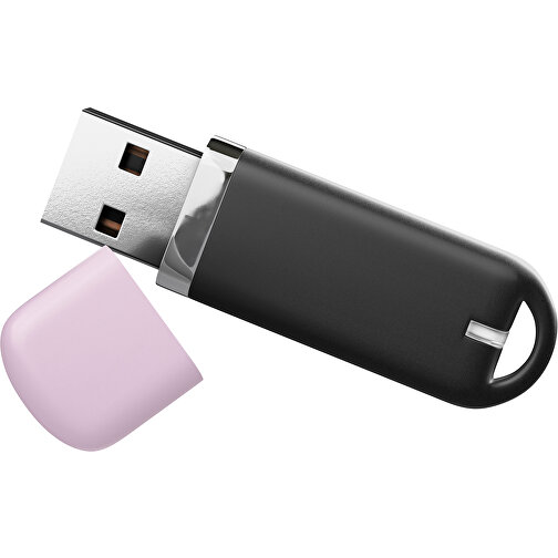 USB-Stick StylishDrive 2.0 , schwarz / zartrosa MB , 16 GB , Gummiplastik, Kunststoff MB , 6,20cm x 0,75cm x 2,00cm (Länge x Höhe x Breite), Bild 1