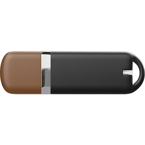 USB-Stick StylishDrive 2.0 , schwarz / dunkelbraun MB , 16 GB , Gummiplastik, Kunststoff MB , 6,20cm x 0,75cm x 2,00cm (Länge x Höhe x Breite), Bild 2