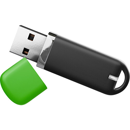 USB-Stick StylishDrive 2.0 , schwarz / grasgrün MB , 16 GB , Gummiplastik, Kunststoff MB , 6,20cm x 0,75cm x 2,00cm (Länge x Höhe x Breite), Bild 1