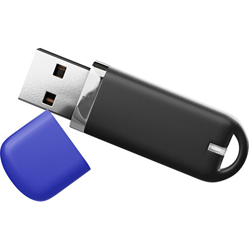 USB-Stick StylishDrive 2.0 , schwarz / blau MB , 16 GB , Gummiplastik, Kunststoff MB , 6,20cm x 0,75cm x 2,00cm (Länge x Höhe x Breite), Bild 1