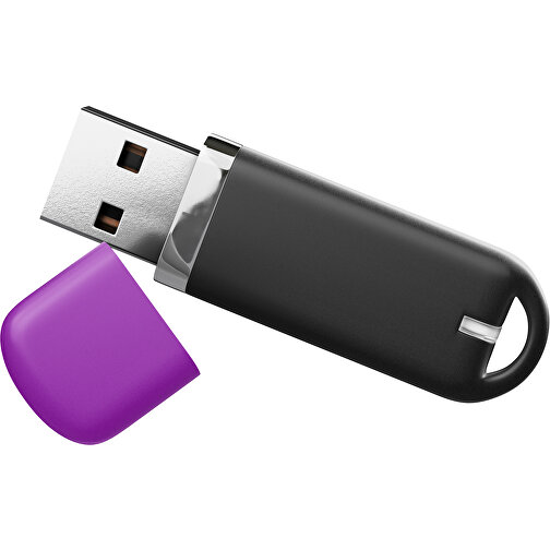 USB-Stick StylishDrive 2.0 , schwarz / dunkelmagenta MB , 16 GB , Gummiplastik, Kunststoff MB , 6,20cm x 0,75cm x 2,00cm (Länge x Höhe x Breite), Bild 1