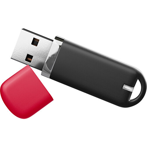 USB-Stick StylishDrive 2.0 , schwarz / dunkelrot MB , 16 GB , Gummiplastik, Kunststoff MB , 6,20cm x 0,75cm x 2,00cm (Länge x Höhe x Breite), Bild 1