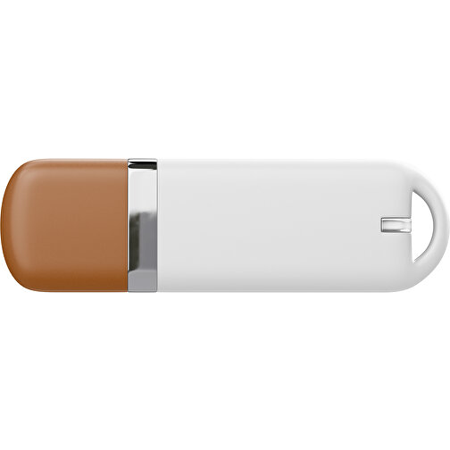 USB-Stick StylishDrive 2.0 , weiß / braun MB , 16 GB , Gummiplastik, Kunststoff MB , 6,20cm x 0,75cm x 2,00cm (Länge x Höhe x Breite), Bild 2