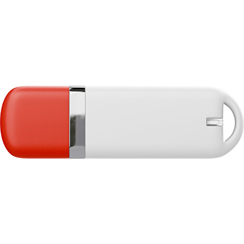 USB-Stick StylishDrive 2.0 , weiß / rot MB , 16 GB , Gummiplastik, Kunststoff MB , 6,20cm x 0,75cm x 2,00cm (Länge x Höhe x Breite), Bild 2