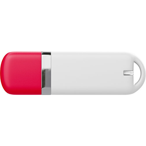USB-Stick StylishDrive 2.0 , weiß / ampelrot MB , 16 GB , Gummiplastik, Kunststoff MB , 6,20cm x 0,75cm x 2,00cm (Länge x Höhe x Breite), Bild 2