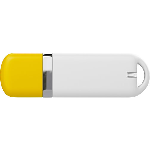 USB-Stick StylishDrive 2.0 , weiß / goldgelb MB , 16 GB , Gummiplastik, Kunststoff MB , 6,20cm x 0,75cm x 2,00cm (Länge x Höhe x Breite), Bild 2