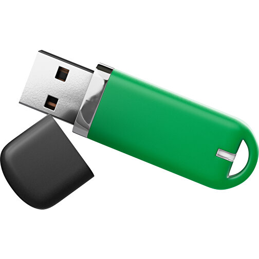 USB-Stick StylishDrive 2.0 , grün /schwarz MB , 8 GB , Gummiplastik, Kunststoff MB , 6,20cm x 0,75cm x 2,00cm (Länge x Höhe x Breite), Bild 1