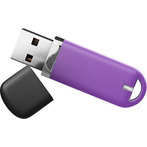 USB-Stick StylishDrive 2.0 , lavendellila /schwarz MB , 8 GB , Gummiplastik, Kunststoff MB , 6,20cm x 0,75cm x 2,00cm (Länge x Höhe x Breite), Bild 1