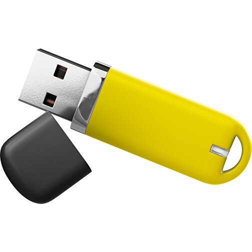 USB-Stick StylishDrive 2.0 , gelb /schwarz MB , 8 GB , Gummiplastik, Kunststoff MB , 6,20cm x 0,75cm x 2,00cm (Länge x Höhe x Breite), Bild 1