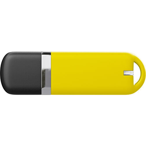 USB-Stick StylishDrive 2.0 , gelb /schwarz MB , 8 GB , Gummiplastik, Kunststoff MB , 6,20cm x 0,75cm x 2,00cm (Länge x Höhe x Breite), Bild 2