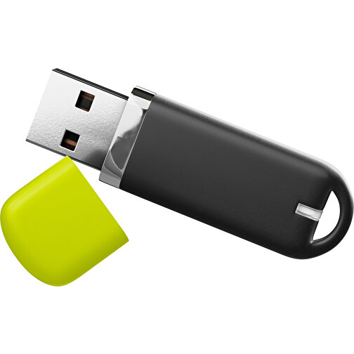 USB-Stick StylishDrive 2.0 , schwarz / hellgrün MB , 8 GB , Gummiplastik, Kunststoff MB , 6,20cm x 0,75cm x 2,00cm (Länge x Höhe x Breite), Bild 1