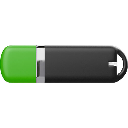 USB-Stick StylishDrive 2.0 , schwarz / grasgrün MB , 8 GB , Gummiplastik, Kunststoff MB , 6,20cm x 0,75cm x 2,00cm (Länge x Höhe x Breite), Bild 2