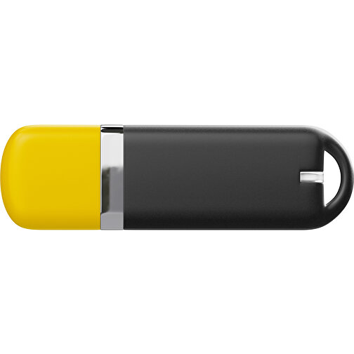 USB-Stick StylishDrive 2.0 , schwarz / goldgelb MB , 8 GB , Gummiplastik, Kunststoff MB , 6,20cm x 0,75cm x 2,00cm (Länge x Höhe x Breite), Bild 2
