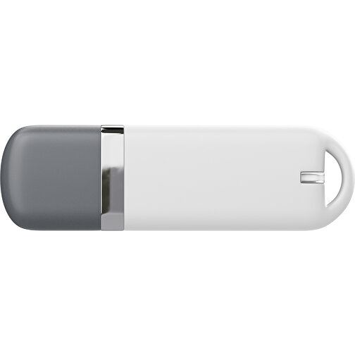 USB-Stick StylishDrive 2.0 , weiß / dunkelgrau MB , 8 GB , Gummiplastik, Kunststoff MB , 6,20cm x 0,75cm x 2,00cm (Länge x Höhe x Breite), Bild 2