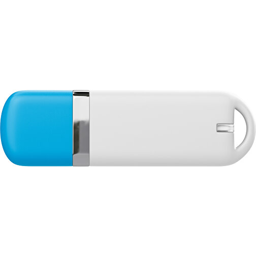 USB-Stick StylishDrive 2.0 , weiß / himmelblau MB , 8 GB , Gummiplastik, Kunststoff MB , 6,20cm x 0,75cm x 2,00cm (Länge x Höhe x Breite), Bild 2