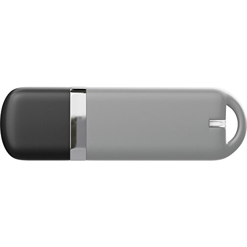 USB-Stick StylishDrive 2.0 , grau /schwarz MB , 4 GB , Gummiplastik, Kunststoff MB , 6,20cm x 0,75cm x 2,00cm (Länge x Höhe x Breite), Bild 2