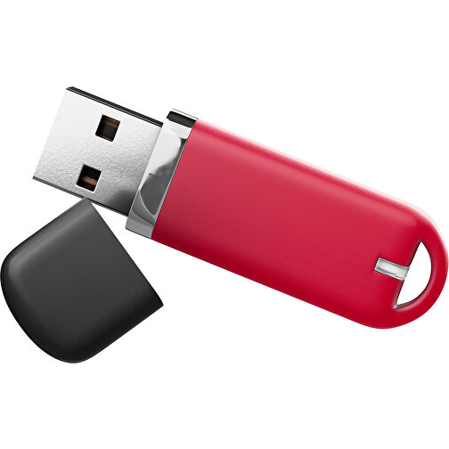 USB-Stick StylishDrive 2.0 , dunkelrot /schwarz MB , 4 GB , Gummiplastik, Kunststoff MB , 6,20cm x 0,75cm x 2,00cm (Länge x Höhe x Breite), Bild 1