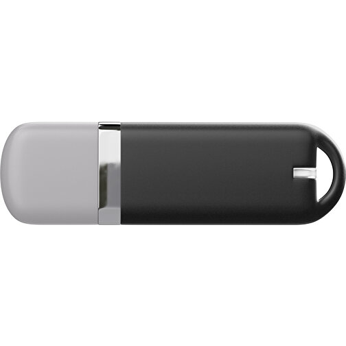 USB-Stick StylishDrive 2.0 , schwarz / hellgrau MB , 4 GB , Gummiplastik, Kunststoff MB , 6,20cm x 0,75cm x 2,00cm (Länge x Höhe x Breite), Bild 2