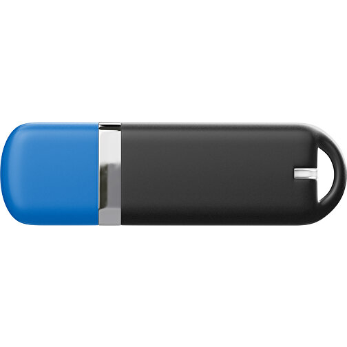 USB-Stick StylishDrive 2.0 , schwarz / kobaltblau MB , 4 GB , Gummiplastik, Kunststoff MB , 6,20cm x 0,75cm x 2,00cm (Länge x Höhe x Breite), Bild 2