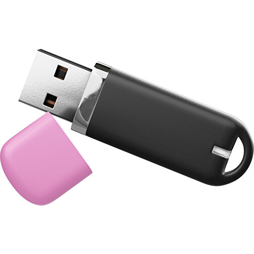 USB-Stick StylishDrive 2.0 , schwarz / rosa MB , 4 GB , Gummiplastik, Kunststoff MB , 6,20cm x 0,75cm x 2,00cm (Länge x Höhe x Breite), Bild 1