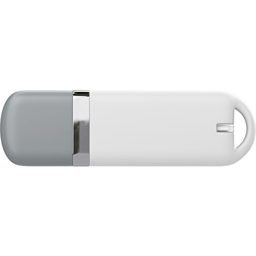 USB-Stick StylishDrive 2.0 , weiß / silber MB , 4 GB , Gummiplastik, Kunststoff MB , 6,20cm x 0,75cm x 2,00cm (Länge x Höhe x Breite), Bild 2