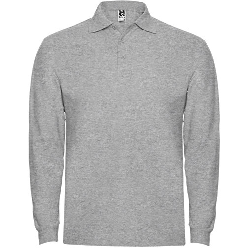 Estrella Langarm Poloshirt Für Herren , marl grey, Piqué Strick 100% Baumwolle, 220 g/m2, L, , Bild 1
