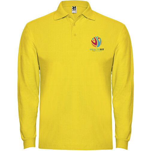 Estrella Langarm Poloshirt Für Herren , gelb, Piqué Strick 100% Baumwolle, 220 g/m2, M, , Bild 2