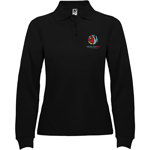 Estrella Langarm Poloshirt Für Damen , schwarz, Piqué Strick 100% Baumwolle, 220 g/m2, L, , Bild 2