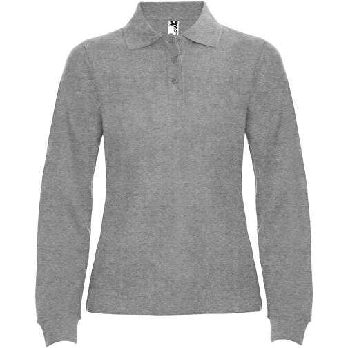Estrella Langarm Poloshirt Für Damen , marl grey, Piqué Strick 100% Baumwolle, 220 g/m2, 2XL, , Bild 1