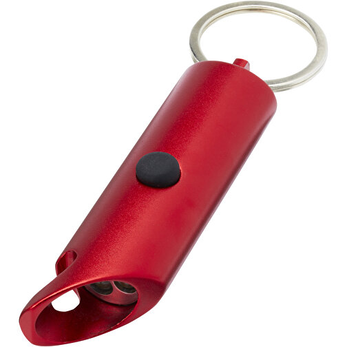 Flare IPX-LED-Lampe Und Flaschenöffner Aus Recyceltem Aluminium Mit Schlüsselanhänger , rot, Recycled Aluminium, 8,50cm (Länge), Bild 5