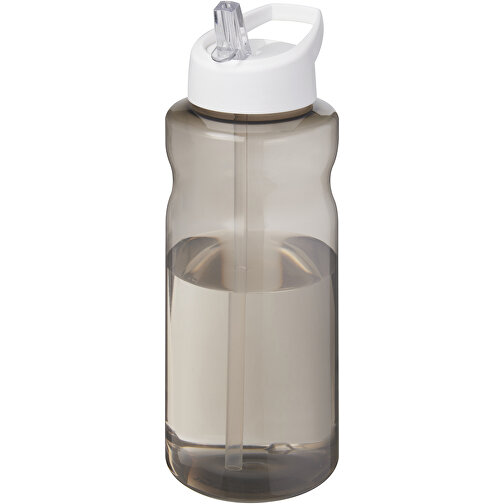 H2O Active® Eco Big Base 1L Sportflasche Mit Ausgussdeckel , kohle / weiß, PCR Kunststoff, 72% PP Kunststoff, 17% SAN Kunststoff, 11% PE Kunststoff, 21,80cm (Höhe), Bild 1