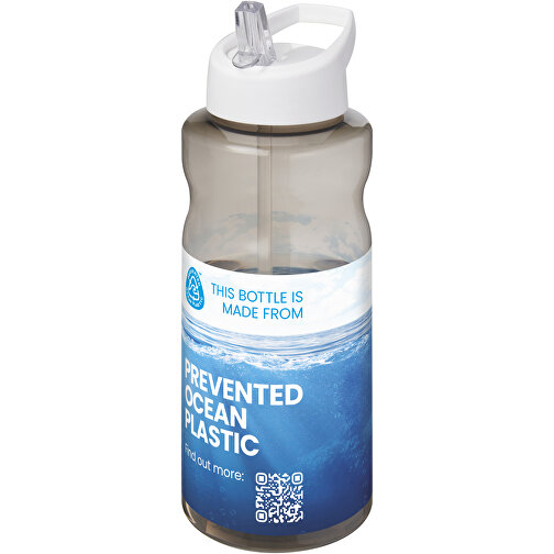 H2O Active® Eco Big Base 1L Sportflasche Mit Ausgussdeckel , kohle / weiss, PCR Kunststoff, 72% PP Kunststoff, 17% SAN Kunststoff, 11% PE Kunststoff, 21,80cm (Höhe), Bild 2