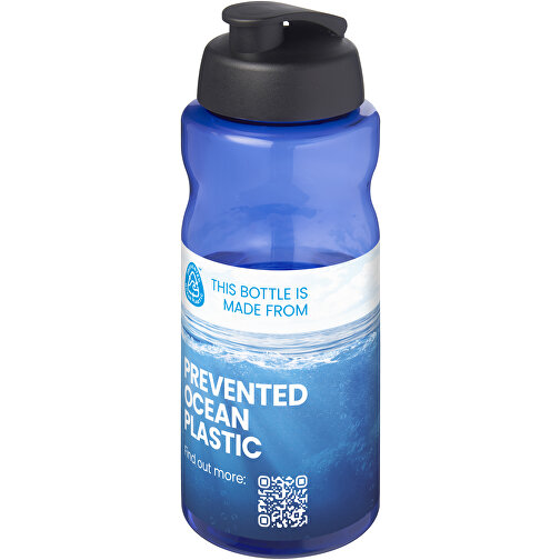 H2O Active® Eco Big Base 1L Sportflasche Mit Klappdeckel , blau / schwarz, PCR Kunststoff, PP Kunststoff, 22,10cm (Höhe), Bild 2