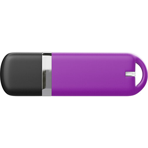 USB-Stick StylishDrive 2.0 , dunkelmagenta /schwarz MB , 2 GB , Gummiplastik, Kunststoff MB , 6,20cm x 0,75cm x 2,00cm (Länge x Höhe x Breite), Bild 2