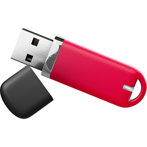USB-Stick StylishDrive 2.0 , ampelrot /schwarz MB , 2 GB , Gummiplastik, Kunststoff MB , 6,20cm x 0,75cm x 2,00cm (Länge x Höhe x Breite), Bild 1