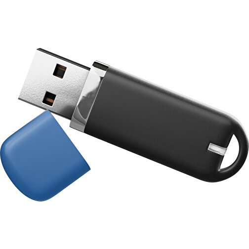 USB-Stick StylishDrive 2.0 , schwarz / dunkelblau MB , 2 GB , Gummiplastik, Kunststoff MB , 6,20cm x 0,75cm x 2,00cm (Länge x Höhe x Breite), Bild 1