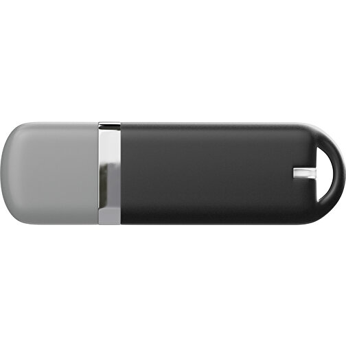 USB-Stick StylishDrive 2.0 , schwarz / grau MB , 2 GB , Gummiplastik, Kunststoff MB , 6,20cm x 0,75cm x 2,00cm (Länge x Höhe x Breite), Bild 2